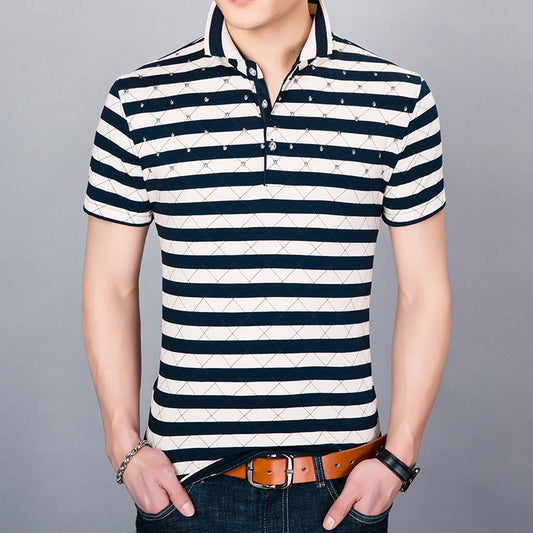 Middle-aged and young men's lapel half-sleeved shirt