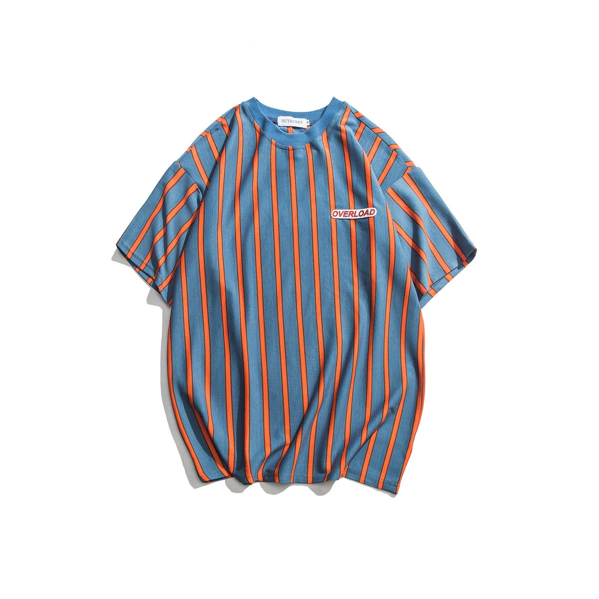 Loose vertical stripes short sleeves