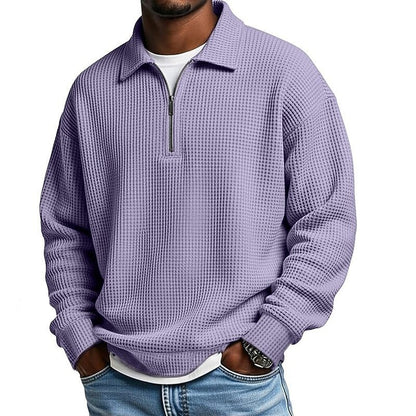 Mens Half-Zip Collared Polo Shirt Top