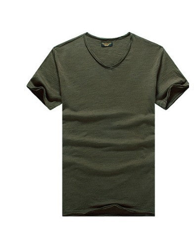 Lightweight Slim Slubby Cotton Thin Round Neck Solid T-shirt