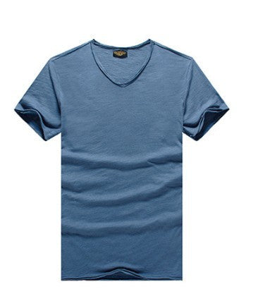 Lightweight Slim Slubby Cotton Thin Round Neck Solid T-shirt