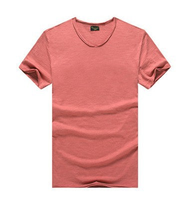 Lightweight Slim Slubby Cotton Thin Round Neck Solid T-shirt