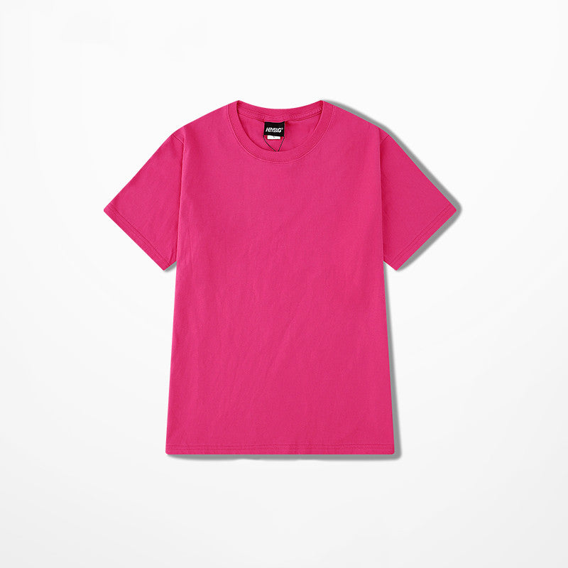 Simple Solid Color Base Shirt Half Sleeve Men And Women Couples