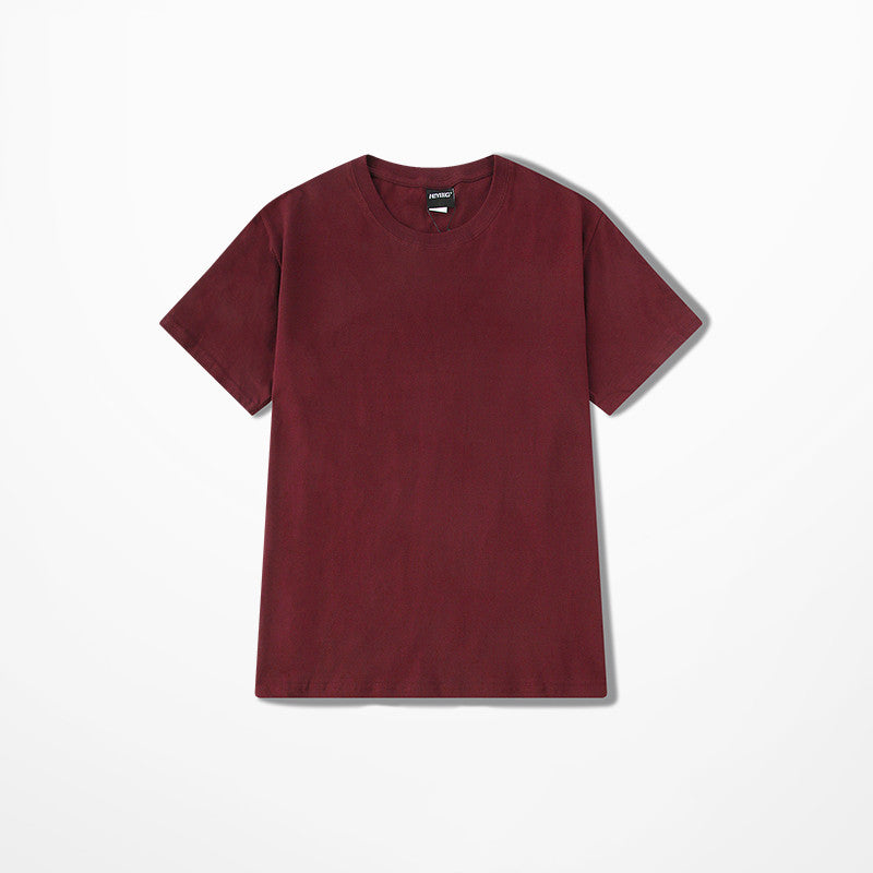 Simple Solid Color Base Shirt Half Sleeve Men And Women Couples