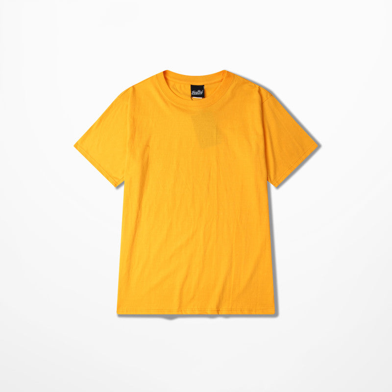 Simple Solid Color Base Shirt Half Sleeve Men And Women Couples