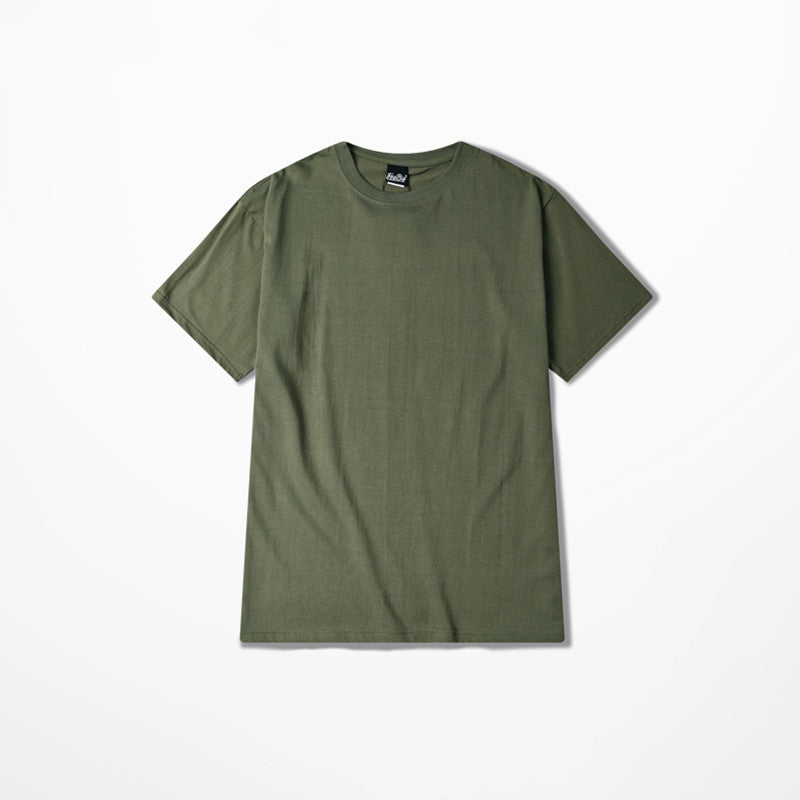 Simple Solid Color Base Shirt Half Sleeve Men And Women Couples