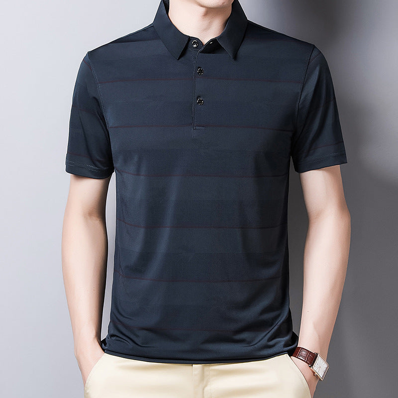 Summer Business Trend Men's Ice Silk Short Sleeved T Shirt