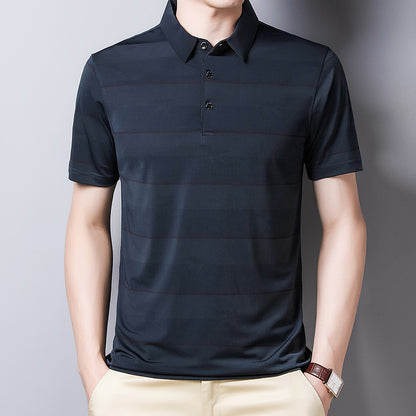 Summer Business Trend Men's Ice Silk Short Sleeved T Shirt