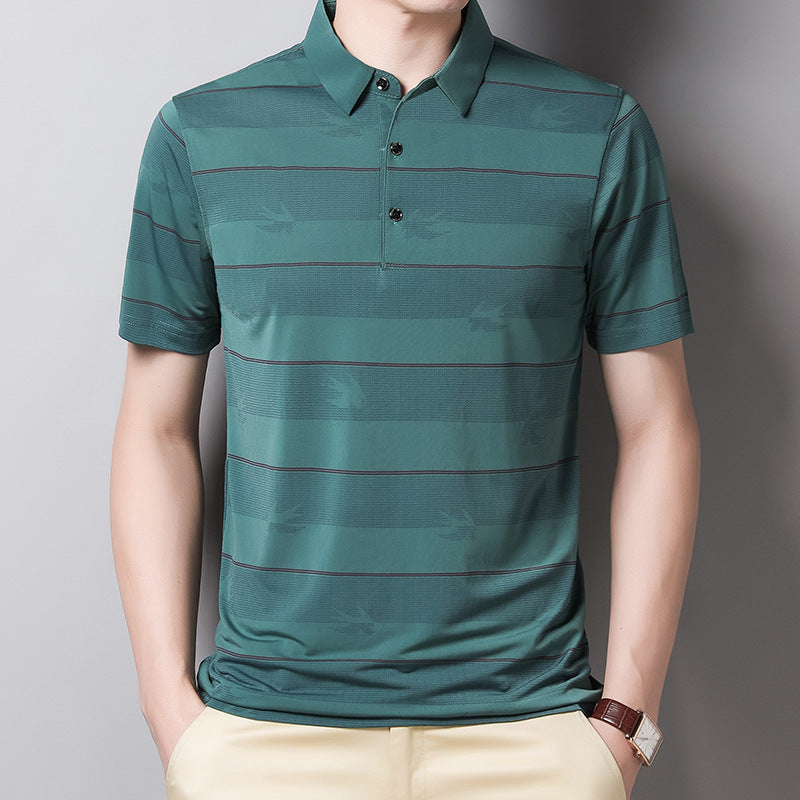 Summer Business Trend Men's Ice Silk Short Sleeved T Shirt