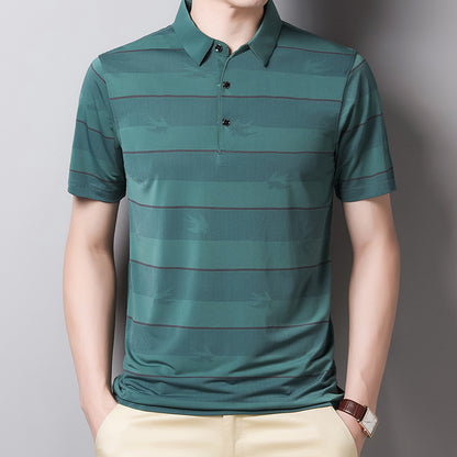 Summer Business Trend Men's Ice Silk Short Sleeved T Shirt