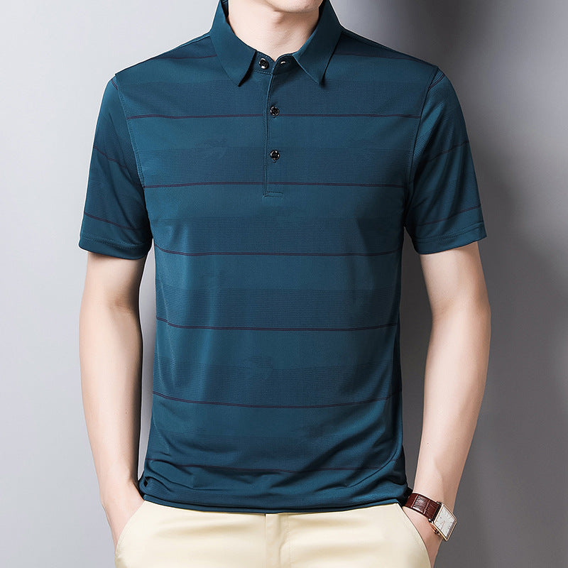 Summer Business Trend Men's Ice Silk Short Sleeved T Shirt