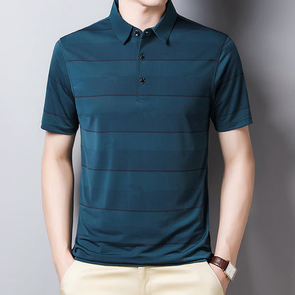 Summer Business Trend Men's Ice Silk Short Sleeved T Shirt