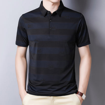 Summer Business Trend Men's Ice Silk Short Sleeved T Shirt
