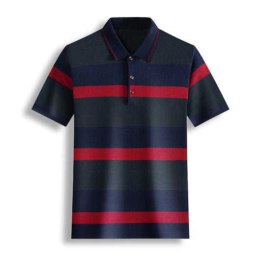 Colorblock Men's Short Sleeved Striped T Shirt