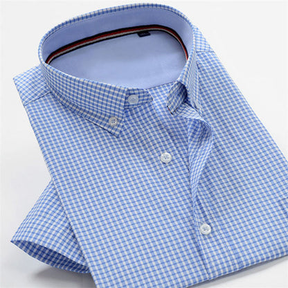 Summer thin plus fat plus size men's plaid shirt