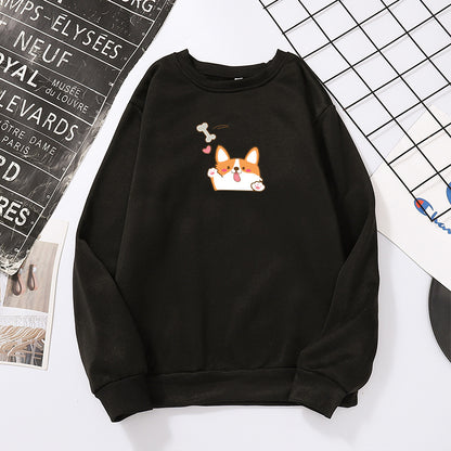 Japanese Round Neck Cartoon Print All-match Loose Top