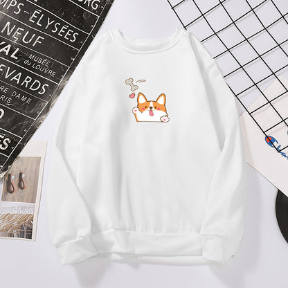 Japanese Round Neck Cartoon Print All-match Loose Top