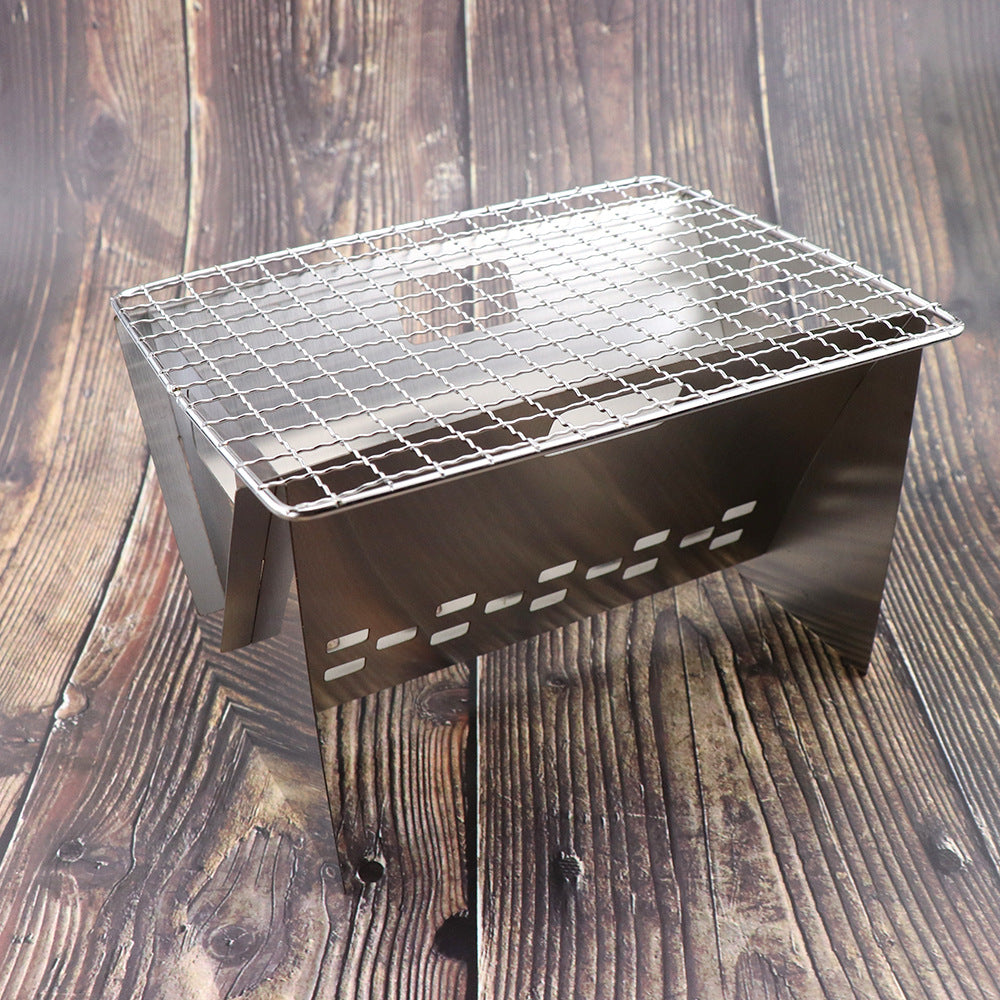 Stainless Steel Portable X-shaped Grill DIY Card Grill Mini Folding Camping Wood Stove
