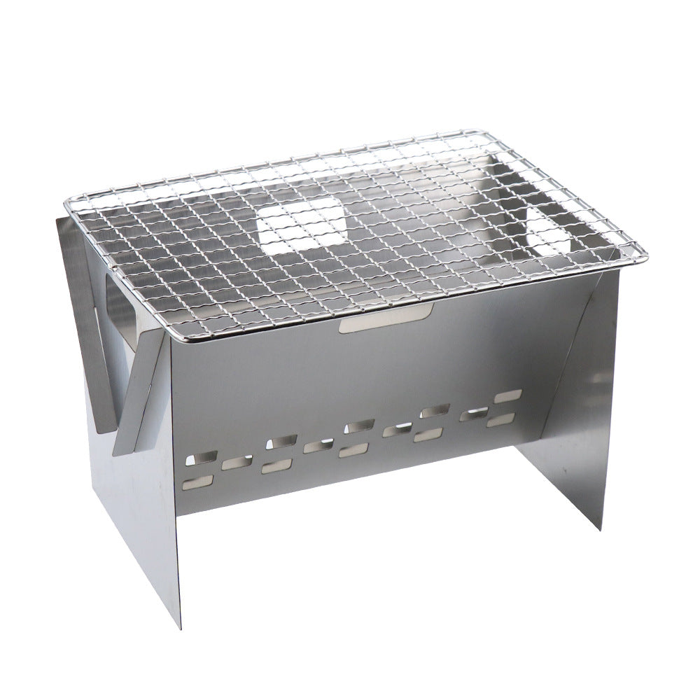 Stainless Steel Portable X-shaped Grill DIY Card Grill Mini Folding Camping Wood Stove