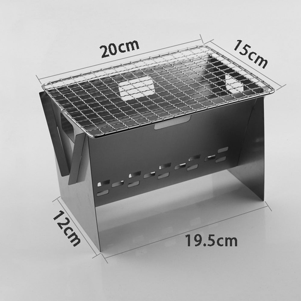 Stainless Steel Portable X-shaped Grill DIY Card Grill Mini Folding Camping Wood Stove