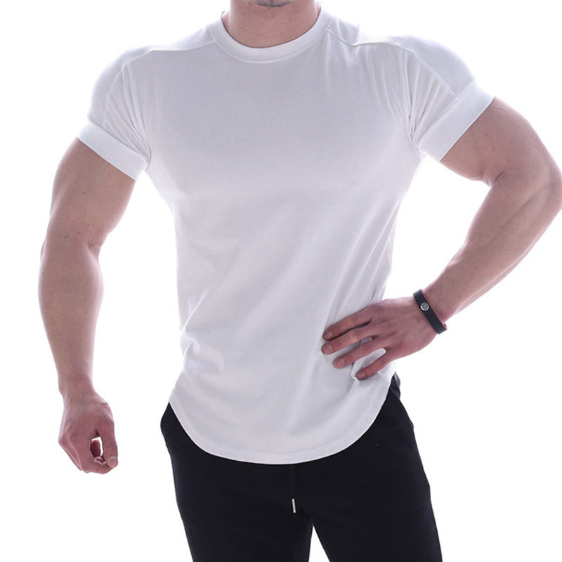 Cotton Stretch Short-Sleeved Men's Summer Solid Color