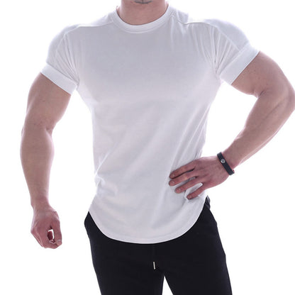 Cotton Stretch Short-Sleeved Men's Summer Solid Color