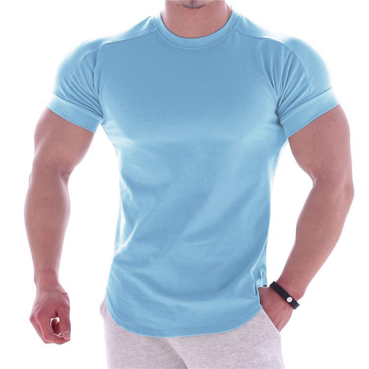 Cotton Stretch Short-Sleeved Men's Summer Solid Color