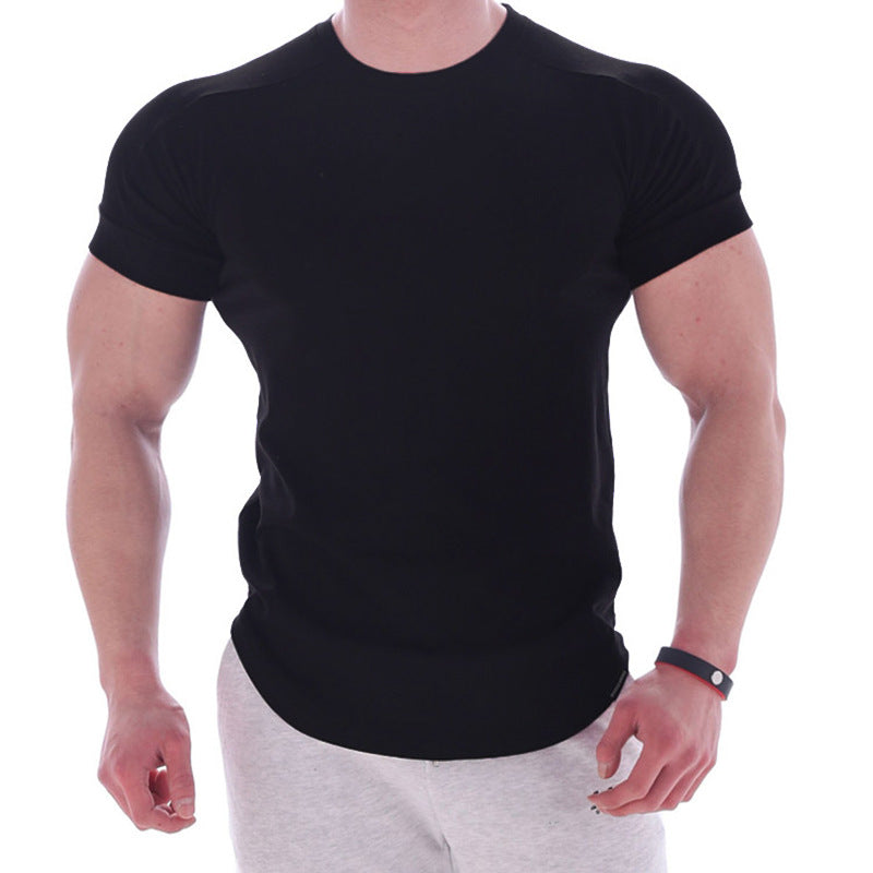 Cotton Stretch Short-Sleeved Men's Summer Solid Color