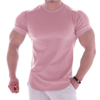 Cotton Stretch Short-Sleeved Men's Summer Solid Color