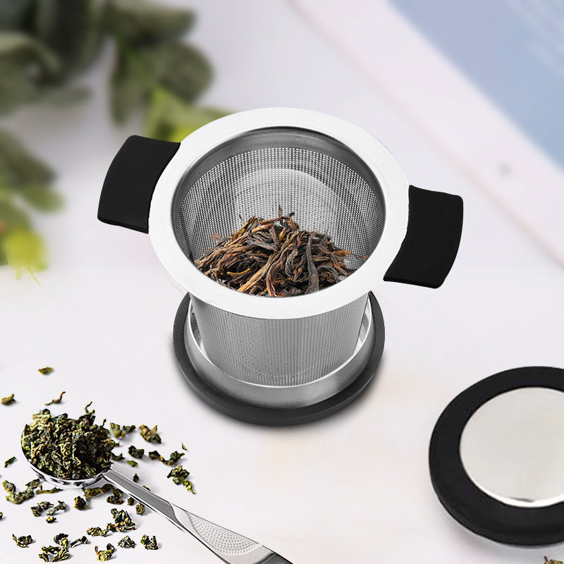 Stainless Steel Tea Filter Tea Drainer With Silicone Anti-Scalding Handle