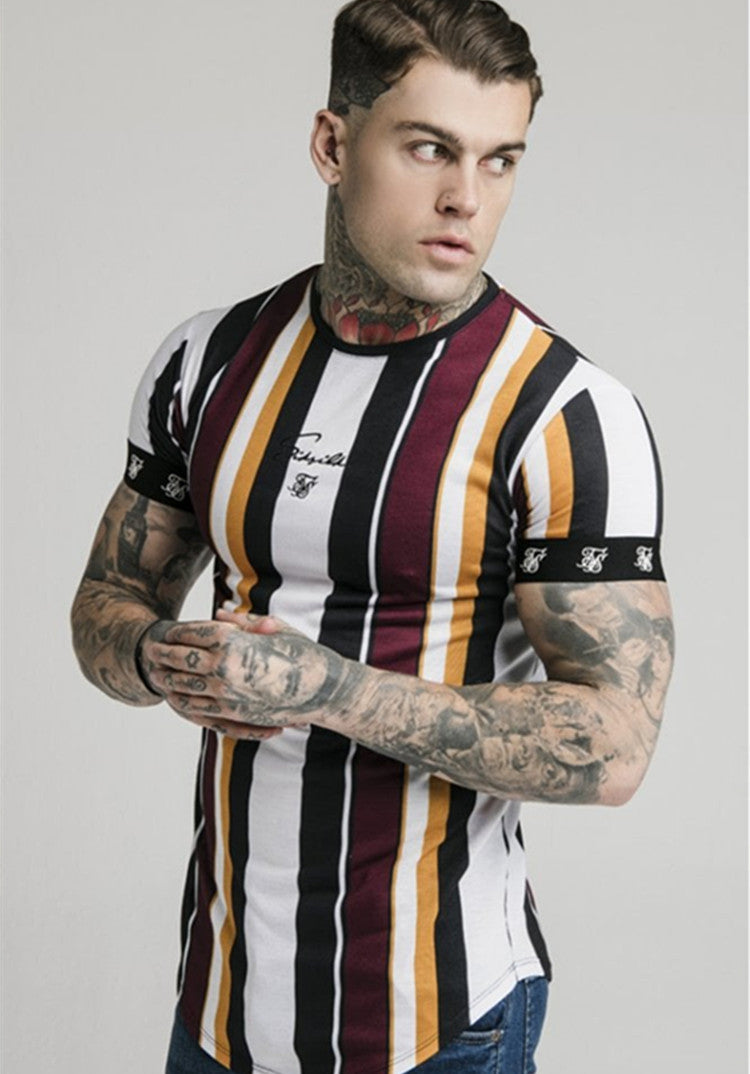 Running Sports Training Hip-hop Striped Casual T-shirt