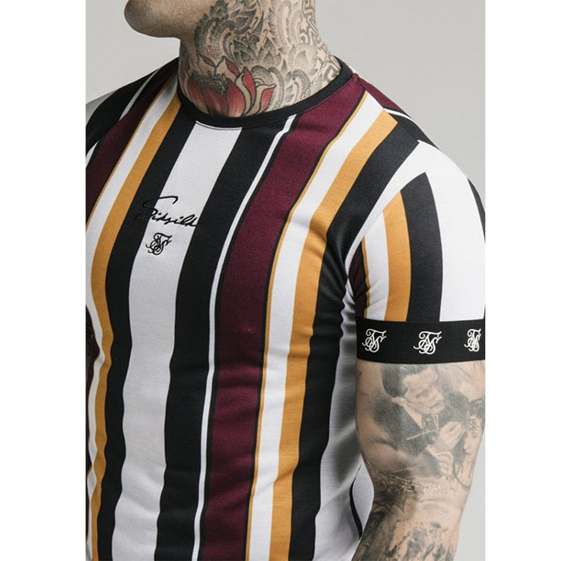 Running Sports Training Hip-hop Striped Casual T-shirt