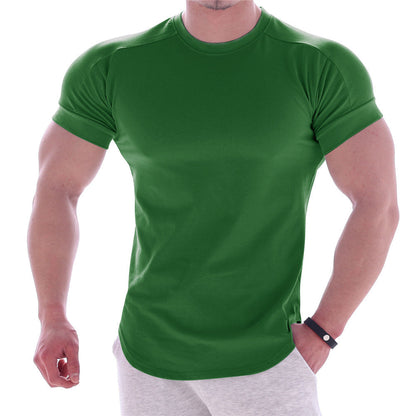 Cotton Stretch Short-Sleeved Men's Summer Solid Color
