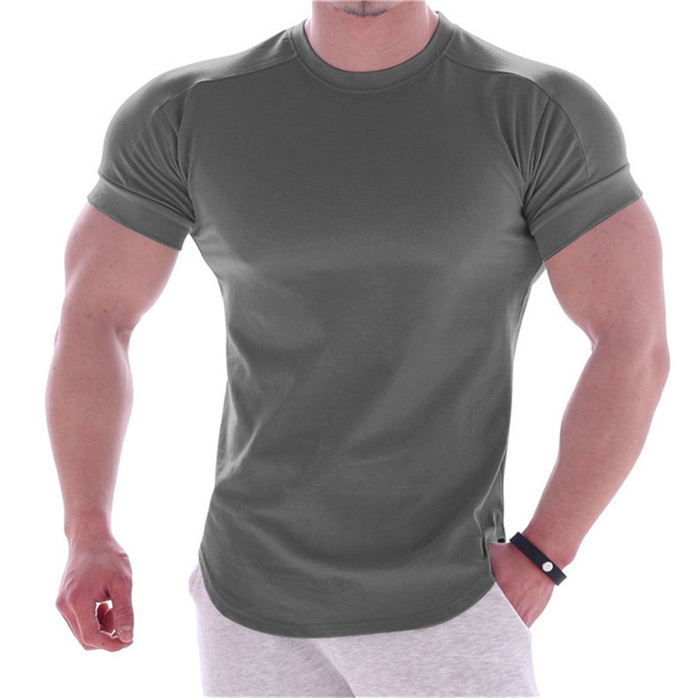 Cotton Stretch Short-Sleeved Men's Summer Solid Color