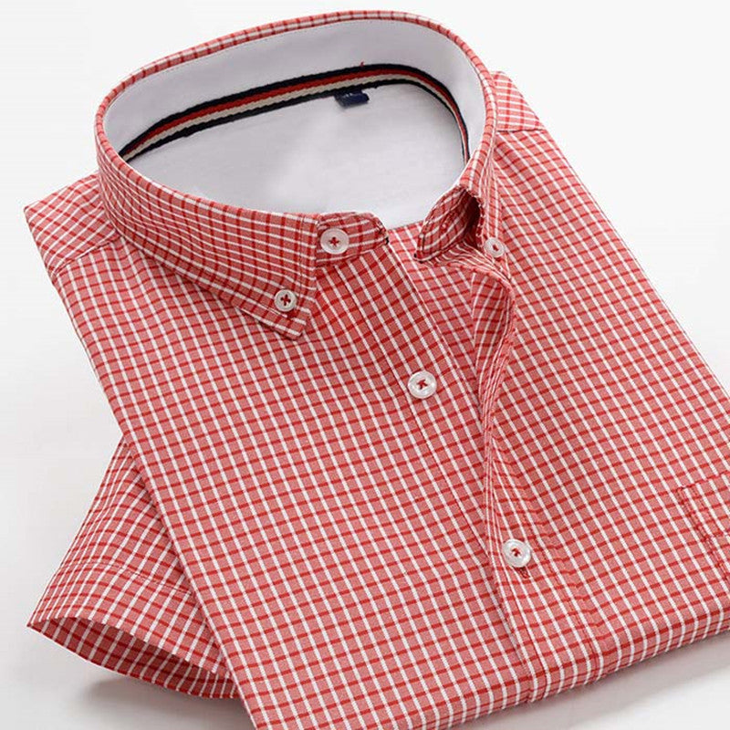 Summer thin plus fat plus size men's plaid shirt