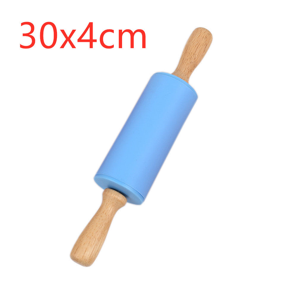 Silicone wooden handle rolling pin