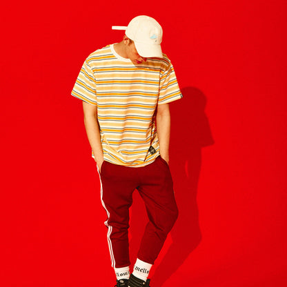Contrast stripes short sleeve