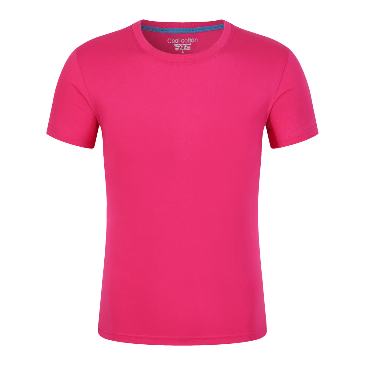 Cotton Blank With No Printed Patterns Round Neck Short T-shirt