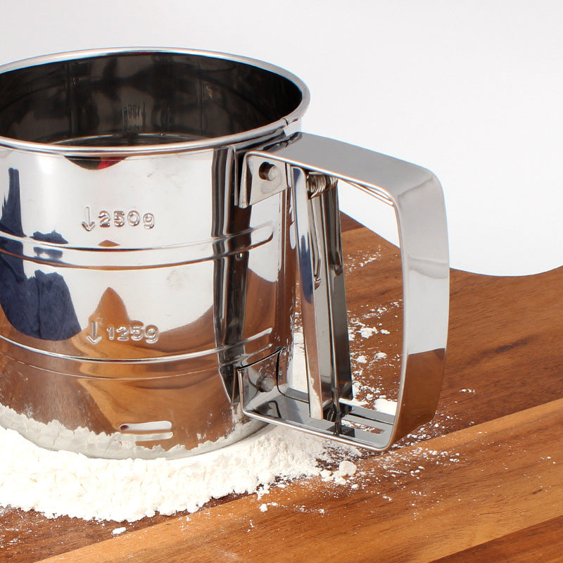 Semi-automatic Handheld Pressure Type Flour Sieve Stainless Steel Baking Tool