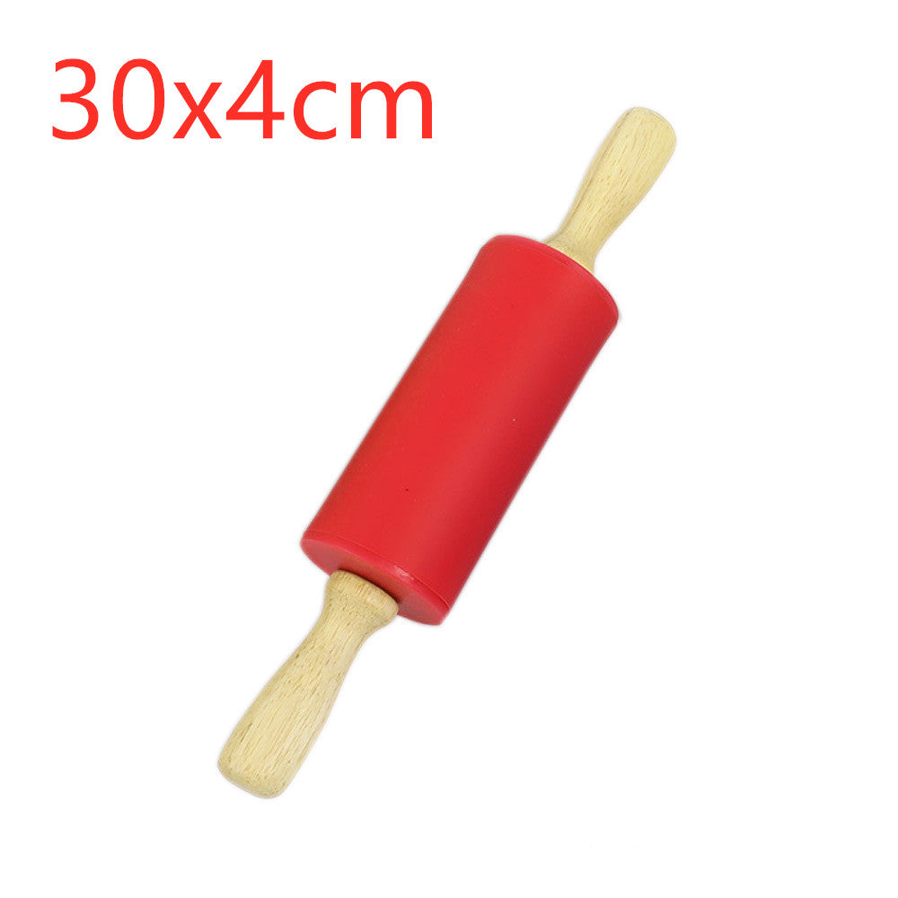 Silicone wooden handle rolling pin