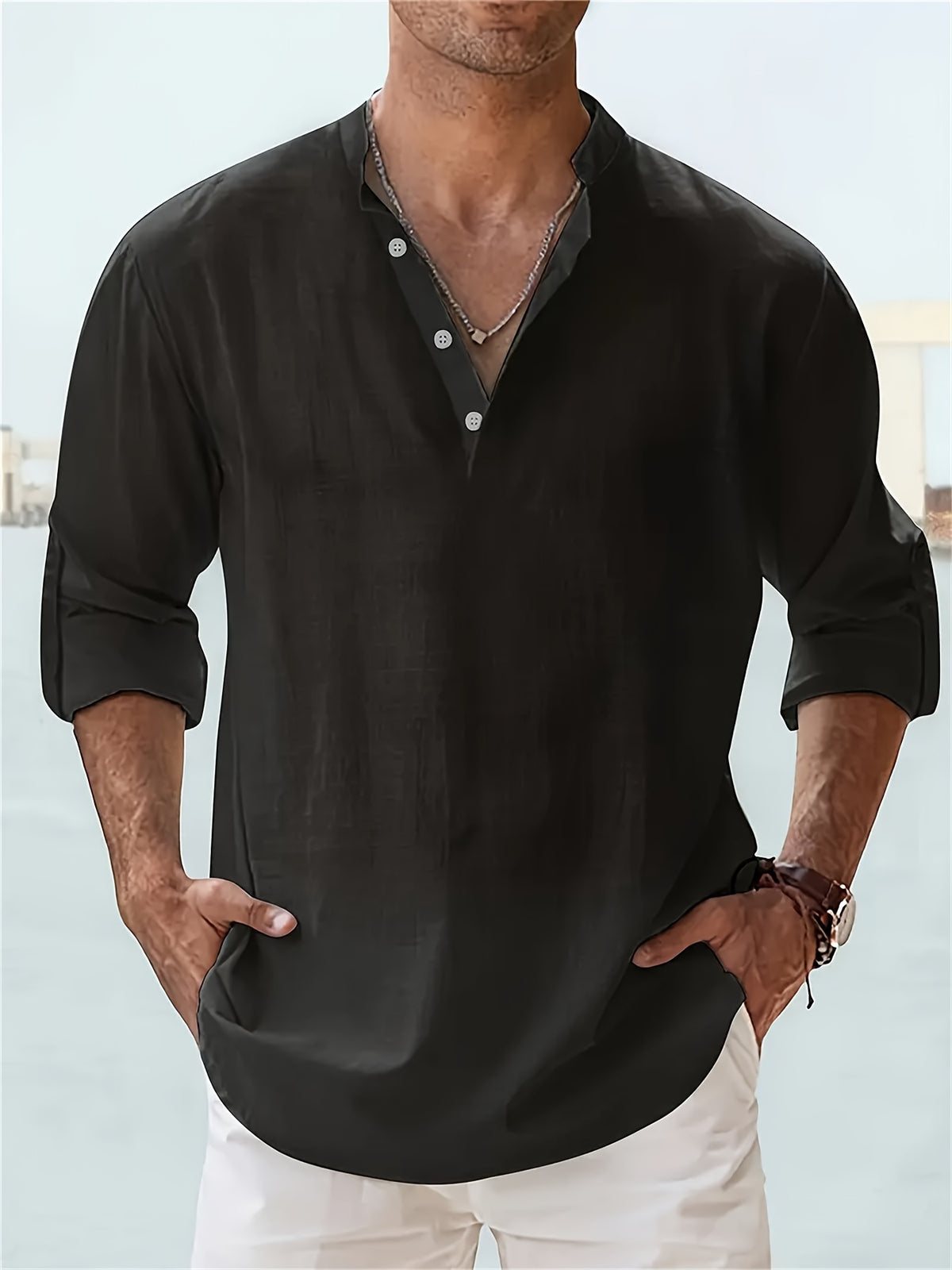 Men's Long-sleeved Breathable Button-down Shirt