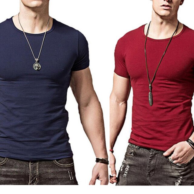 Men's T-shirt Short-sleeved Slim Solid Color Quick-drying