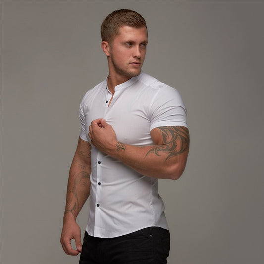 Summer Fitness Cotton Tops Short Sleeve Sports Shirts Men's Cool Casual Fashion Breathable Shirt
