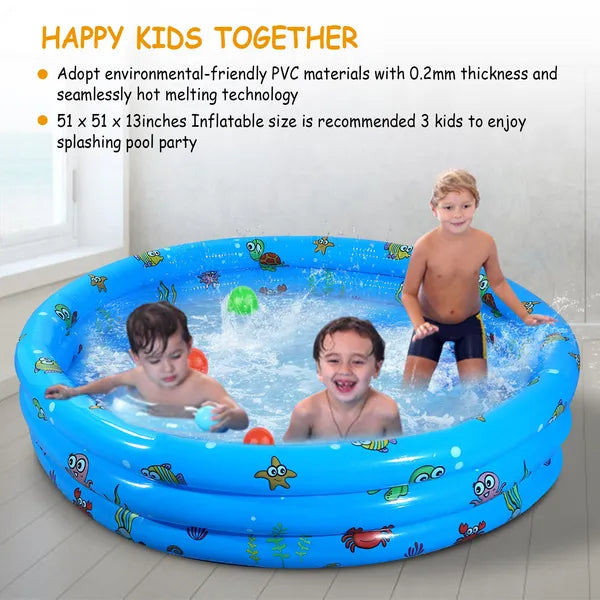 Inflatable Swimming Pool Blow Up Family Pool For 3 Kids Foldable Swim Ball Pool