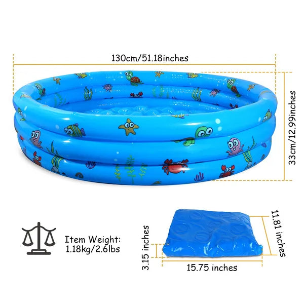 Inflatable Swimming Pool Blow Up Family Pool For 3 Kids Foldable Swim Ball Pool