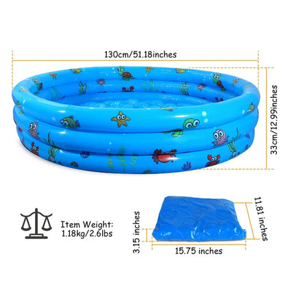 Inflatable Swimming Pool Blow Up Family Pool For 3 Kids Foldable Swim Ball Pool