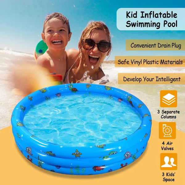 Inflatable Swimming Pool Blow Up Family Pool For 3 Kids Foldable Swim Ball Pool