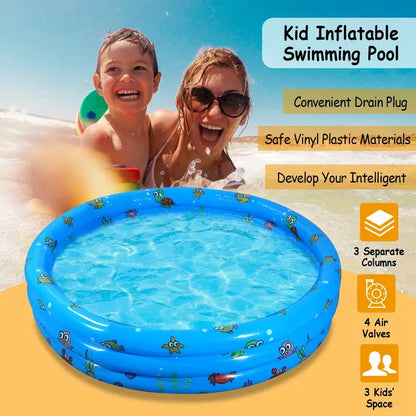 Inflatable Swimming Pool Blow Up Family Pool For 3 Kids Foldable Swim Ball Pool