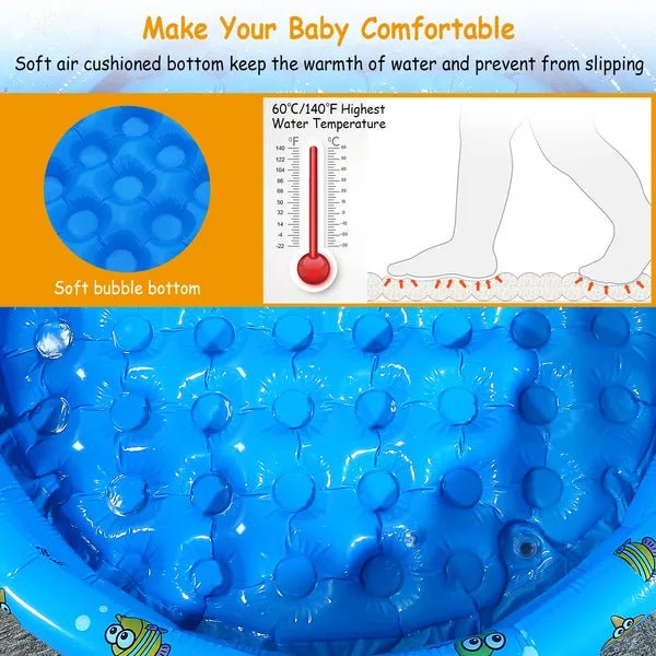 Inflatable Swimming Pool Blow Up Family Pool For 3 Kids Foldable Swim Ball Pool