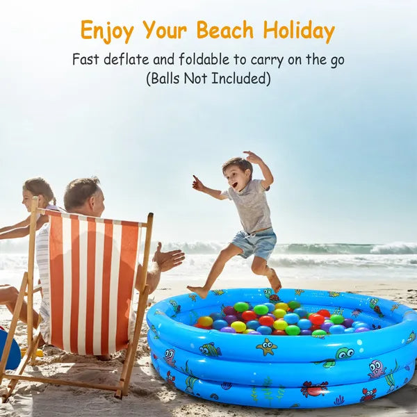 Inflatable Swimming Pool Blow Up Family Pool For 3 Kids Foldable Swim Ball Pool